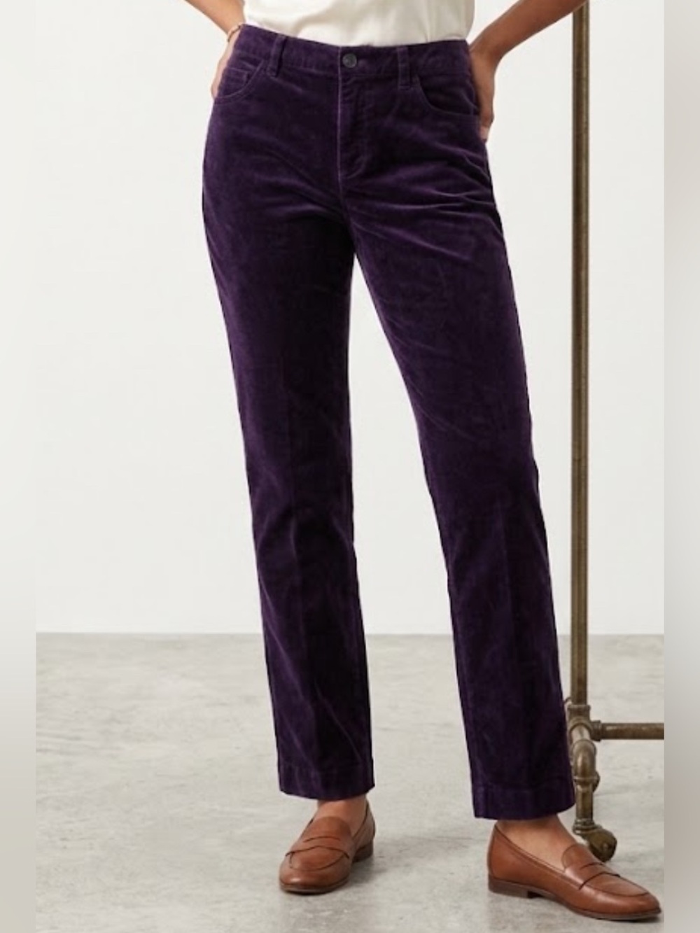 Vintage Lauren Ralph Lauren Deep Purple eggplant Velvet Straight-Leg Pants 8